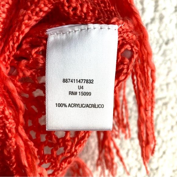 Bongo Juniors orange coral sleeveless cropped sweater tank with tassels, Sz L - Picture 9 of 16